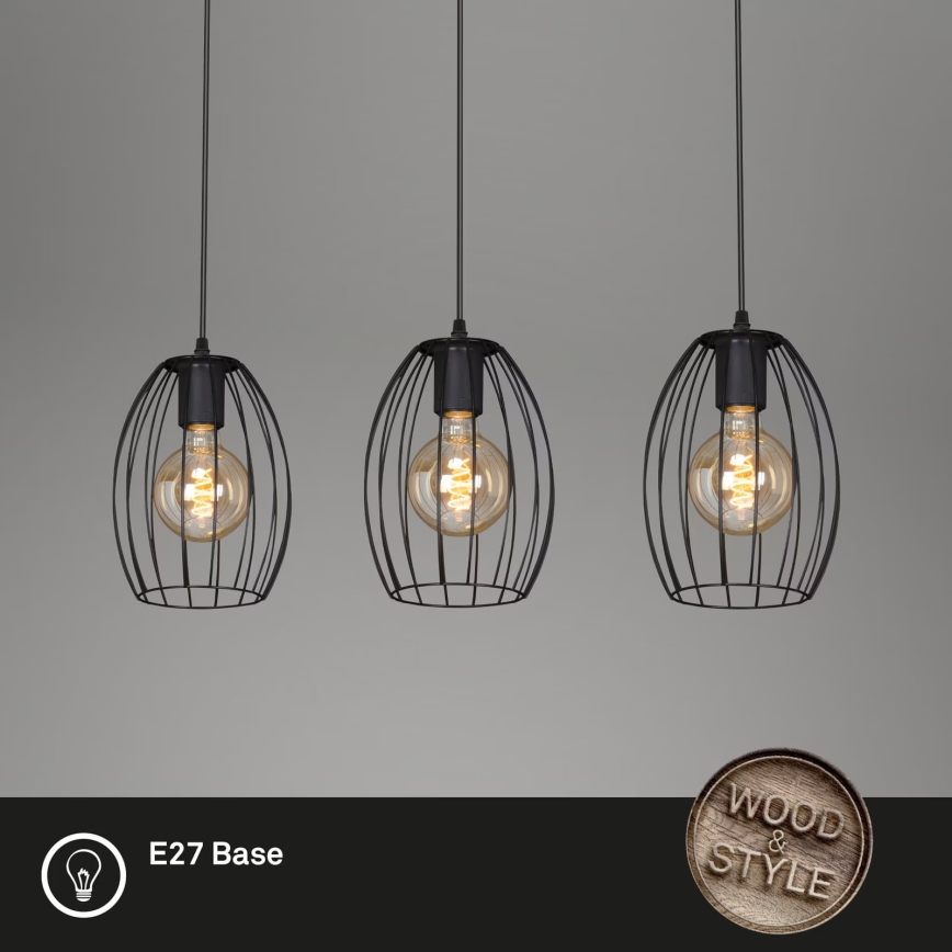 Brilo - Luster na lanku WAKTU 3xE27/60W/230V kaučukovník