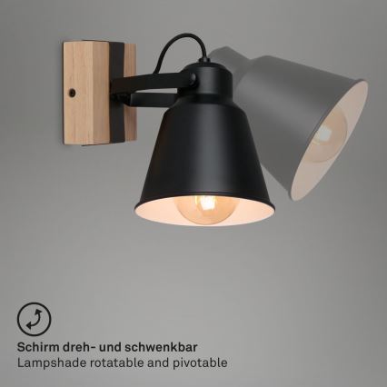 Brilo - Nástenné bodové svietidlo TALLE  1xE27/40W/230V kaučukovník
