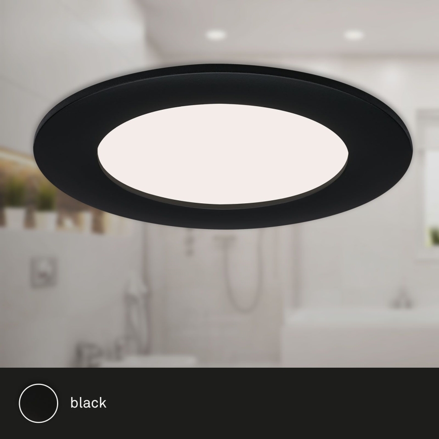 Brilo - SADA 3 ks LED kúpeľňových zapustených svietidiel FLAT LED/6W/230V IP44, čierne