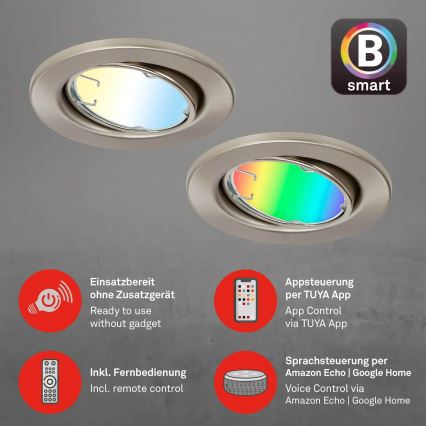 Brilo - SADA 3x LED RGBW Stmievateľné kúpeľňové svietidlo 1xGU10/4,9W/230V 2700-6500K Wi-Fi Tuya IP23 + diaľkové ovládanie