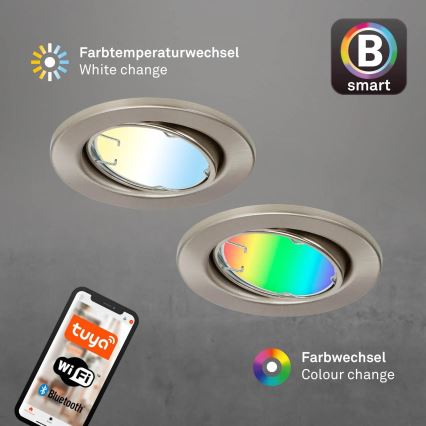 Brilo - SADA 3x LED RGBW Stmievateľné kúpeľňové svietidlo 1xGU10/4,9W/230V 2700-6500K Wi-Fi Tuya IP23 + diaľkové ovládanie