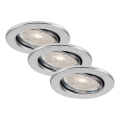 Brilo - SADA 3x stmievateľné kúpeľňové podhľadové LED svietidlo DIMM LED/5,5W/230V 3000K IP23 matný chróm