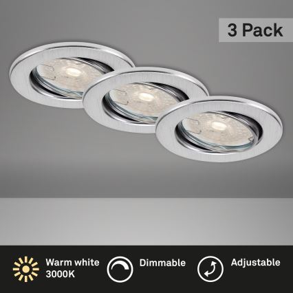 Brilo - Sada 3× LED stmievateľné kúpeľňové podhľadové svietidlo DIMM LED/5,5W/230V IP23 matný chróm