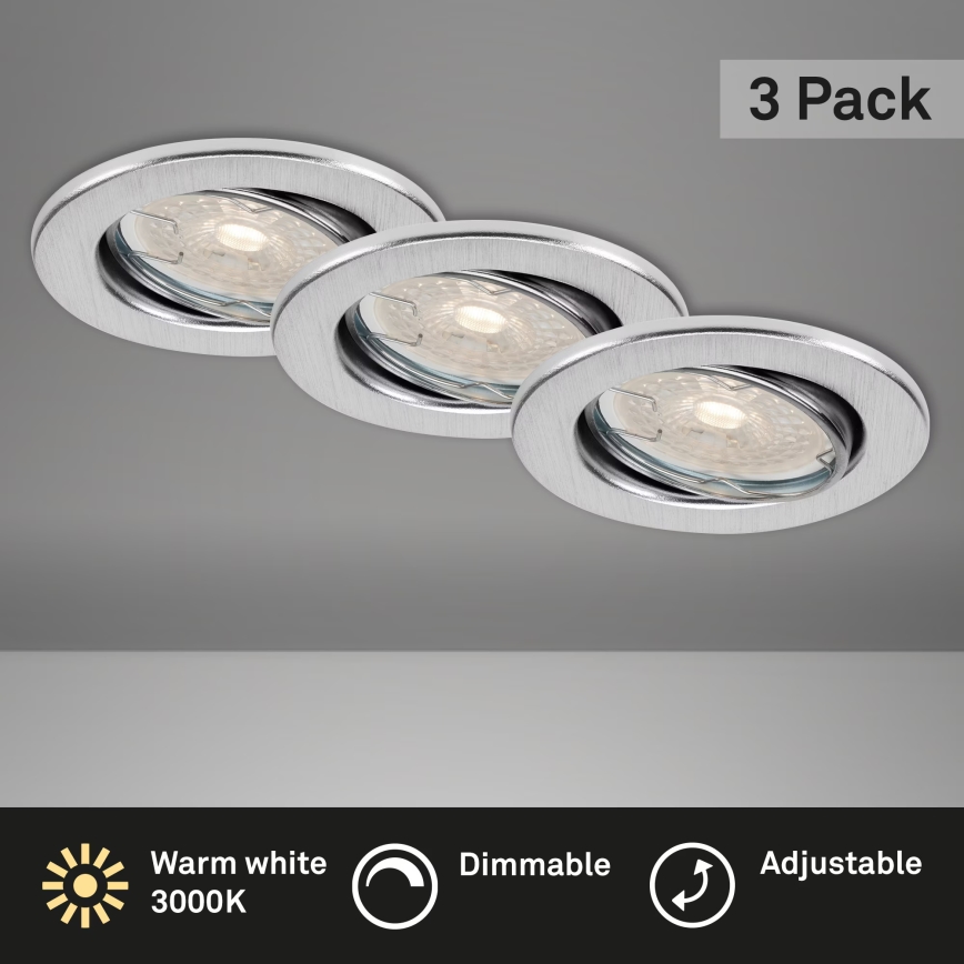 Brilo - Sada 3× LED stmievateľné kúpeľňové podhľadové svietidlo DIMM LED/5,5W/230V IP23 matný chróm