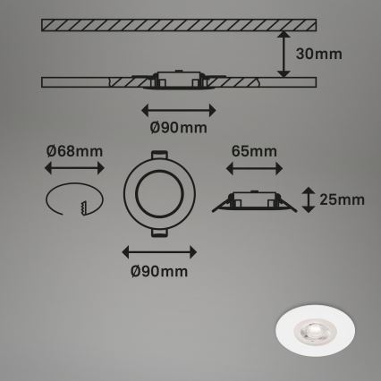 Brilo - SADA 4x LED Kúpeľňové podhľadové svietidlo LED/4,9W/230V IP44 biela