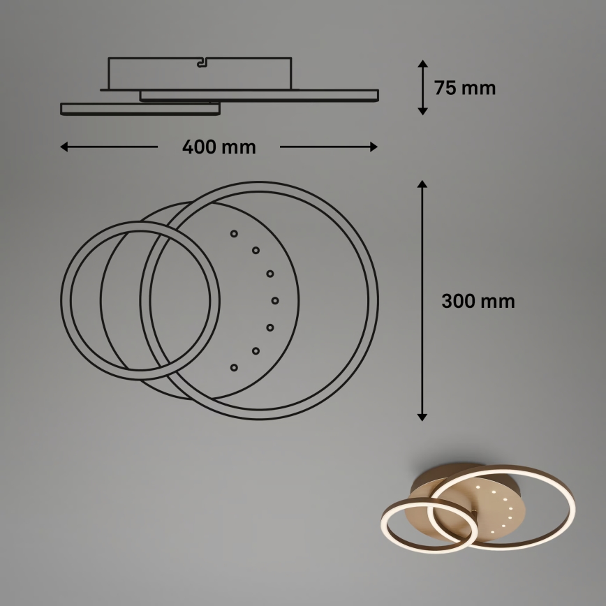 Brilo - stmievateľné LED stropné svietidlo LED/26W/230V 3000K hnedé