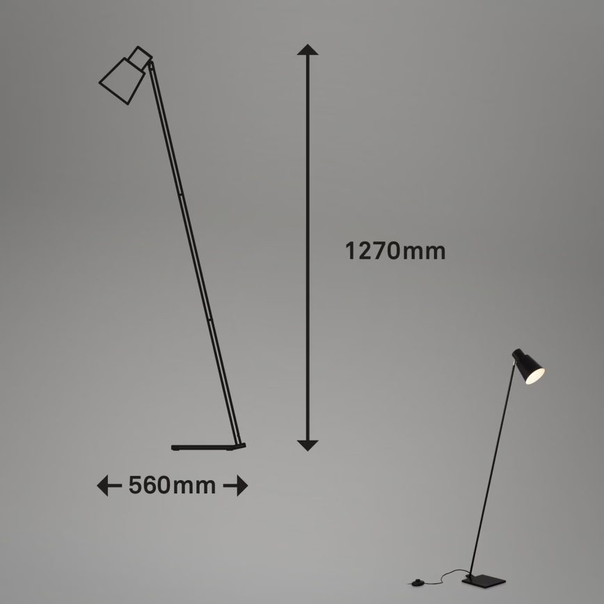 Brilo - Stojacia lampa 1xE27/10W/230V čierna