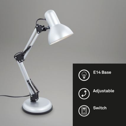 Brilo - Stolná lampa PIXA 1xE14/25W/230V strieborná