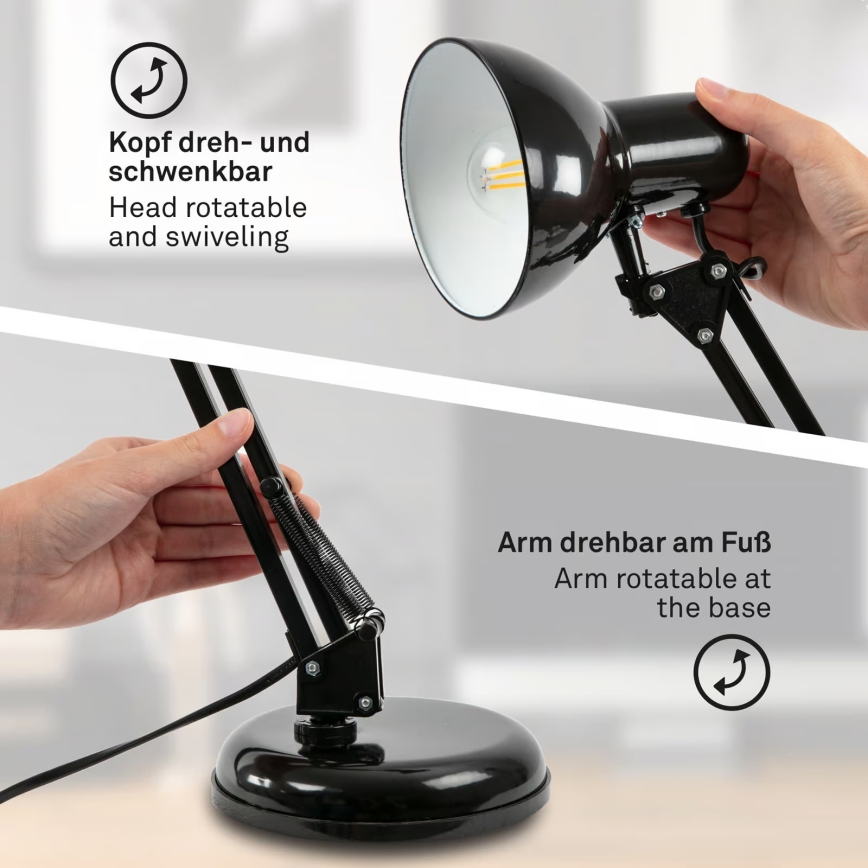 Brilo - Stolová lampa PIXA 1xE14/25W/230V čierna