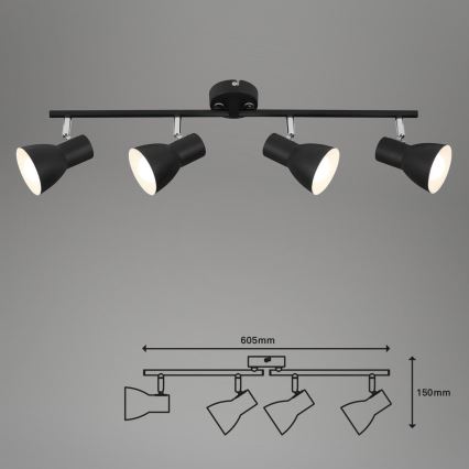 Briloner 10698890 - Bodové svietidlo 4xE14/25W/230V čierna