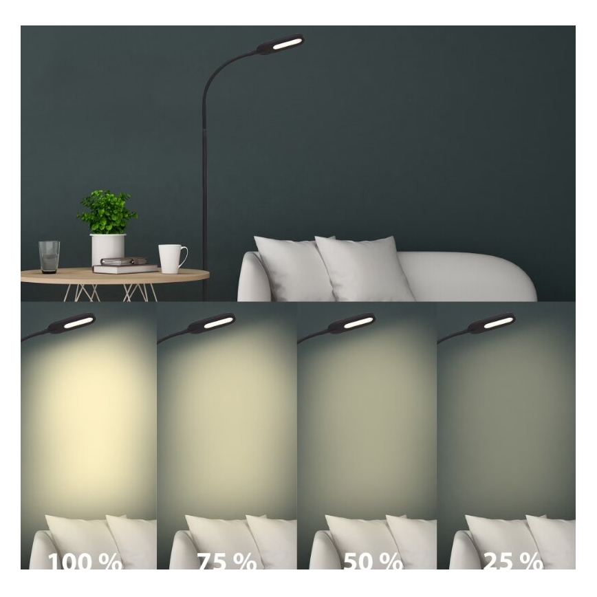 Briloner 1297-015 - LED Stmievateľná flexibilná stojacia lampa LED/6,6W/230V 3000K/4000K/6000K