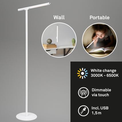 Briloner 1384-016 - LED Stmievateľná dotyková stojacia lampa 2v1 EVERYWHERE LED/2,3W/5V 2000 mAh