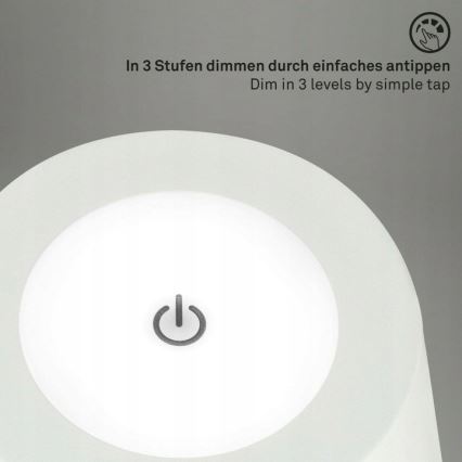 Briloner 1438016 - LED Stmievateľná dotyková stojacia lampa 3v1 LED/3,5W/5V IP44 3000K 38-130 cm biela