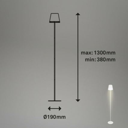 Briloner 1438016 - LED Stmievateľná dotyková stojacia lampa 3v1 LED/3,5W/5V IP44 3000K 38-130 cm biela