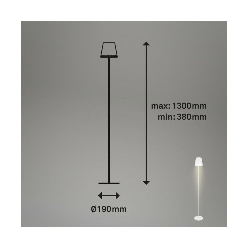 Briloner 1438016 - LED Stmievateľná dotyková stojacia lampa 3v1 LED/3,5W/5V IP44 3000K 38-130 cm biela