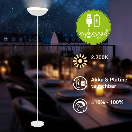 Briloner 1500016 - LED stmievateľná stojacia lampa ESTATE LED/8W/5V 4000 mAh biela