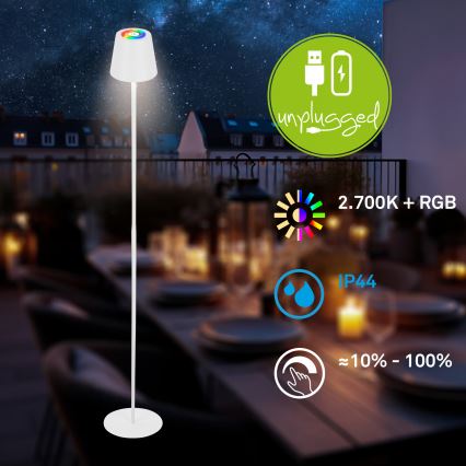 Briloner 1507016 - LED Stmievateľná stojacia lampa KIKI LED/4,3W/5V IP44 2600 mAh biela