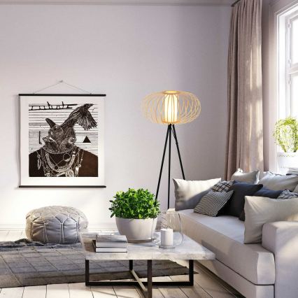 Briloner 1759011 - Stojacia lampa 1xE27/10W/230V bambus/čierna