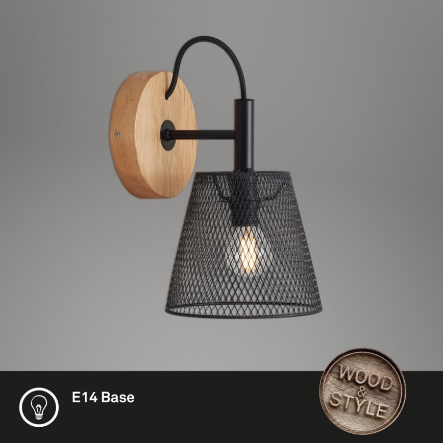 Briloner 2077-015 - Nástenné svietidlo WOOD & STYLE 1xE14/25W/230V kaučukovník