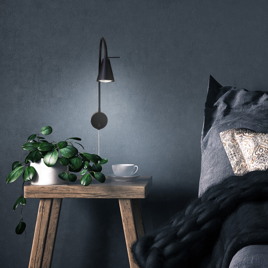 Briloner 2082-015 - LED flexibilná nástenná lampa COMFORT LIGHT 1xGU10/5W/230V čierna