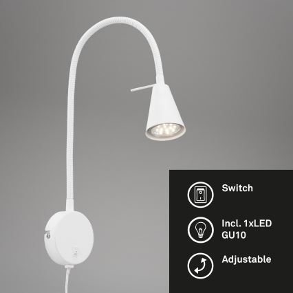 Briloner 2082-016 - LED flexibilné nástenné svietidlo COMFORT LIGHT 1xGU10/5W/230V biela