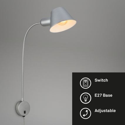 Briloner 2089-014 - Flexibilná nástenná lampa BRELLO 1xE27/10W/230V matný chróm