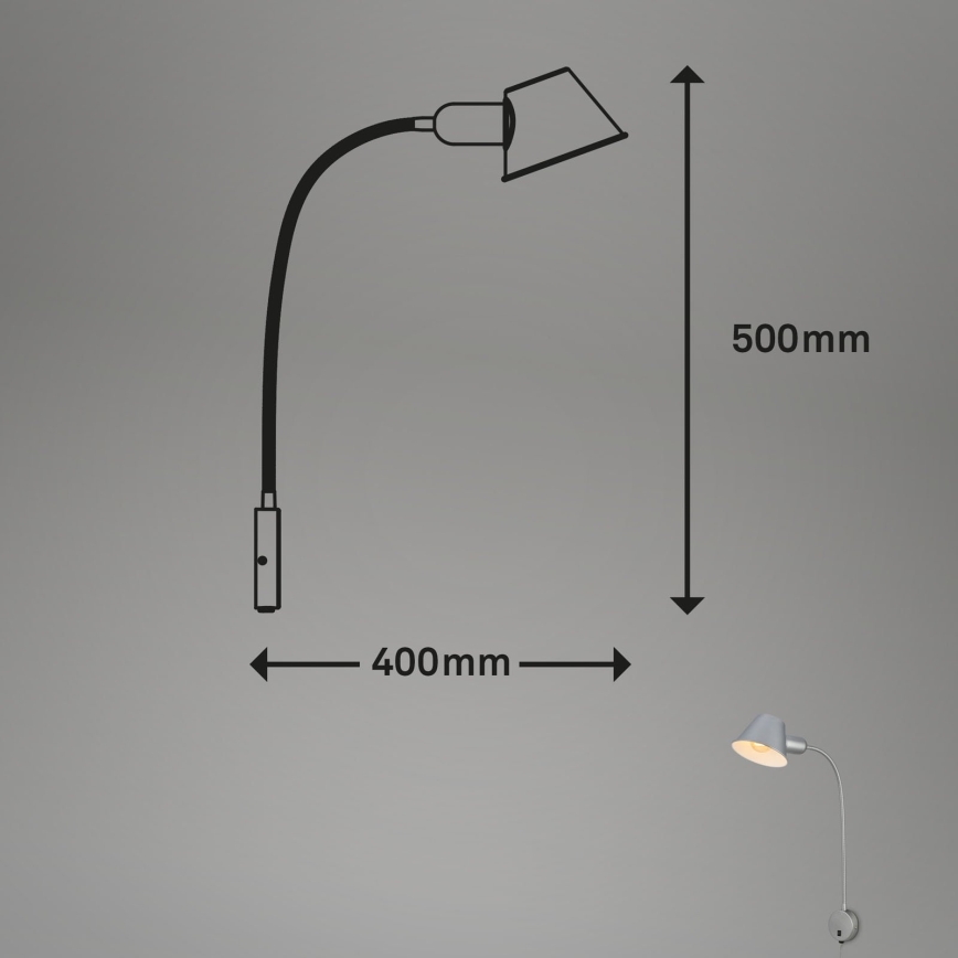 Briloner 2089-014 - Flexibilná nástenná lampa BRELLO 1xE27/10W/230V matný chróm