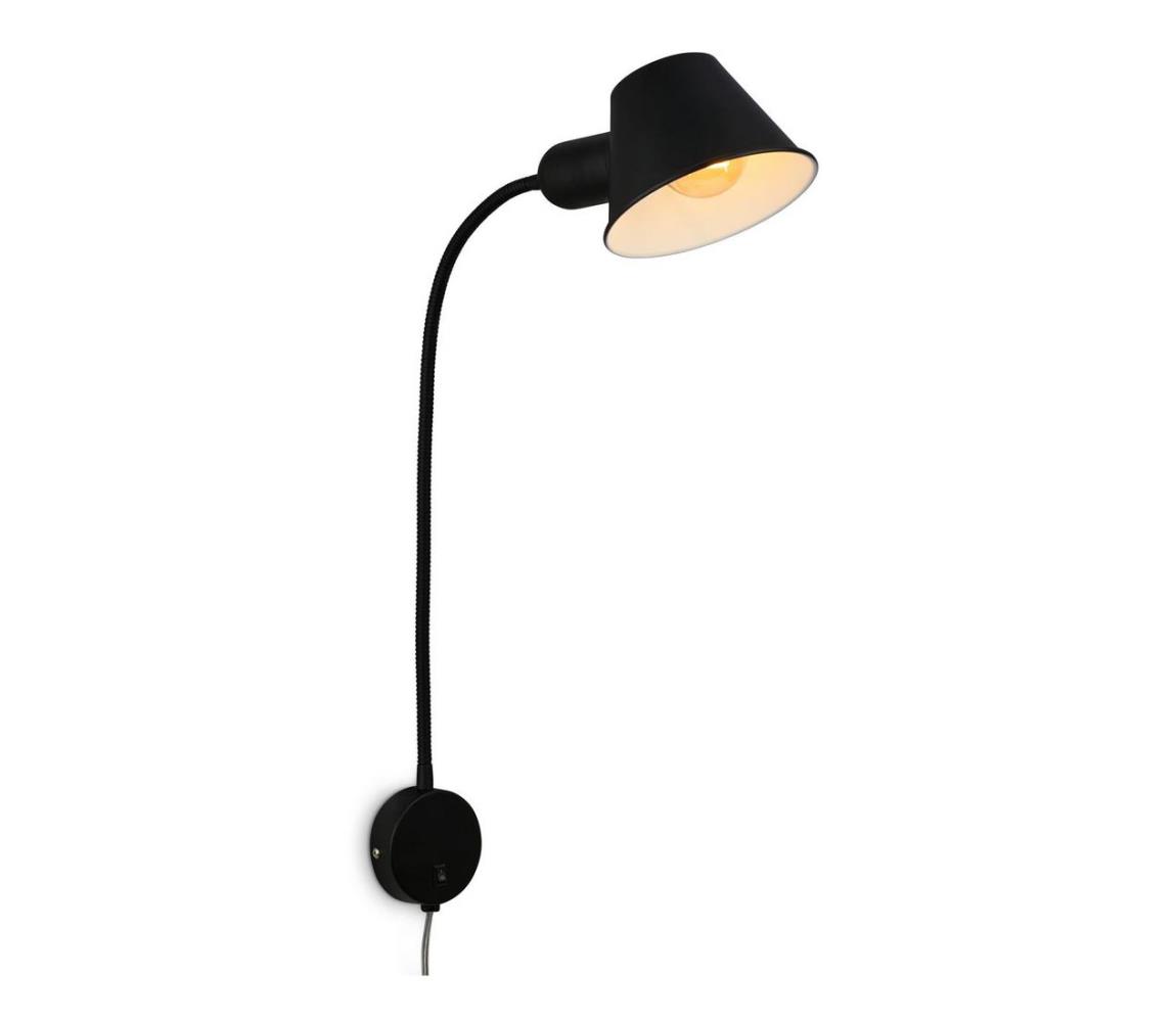 Briloner 2089-015 - Flexibilná nástenná lampa BRELLO 1xE27/10W/230V čierna 2089-015