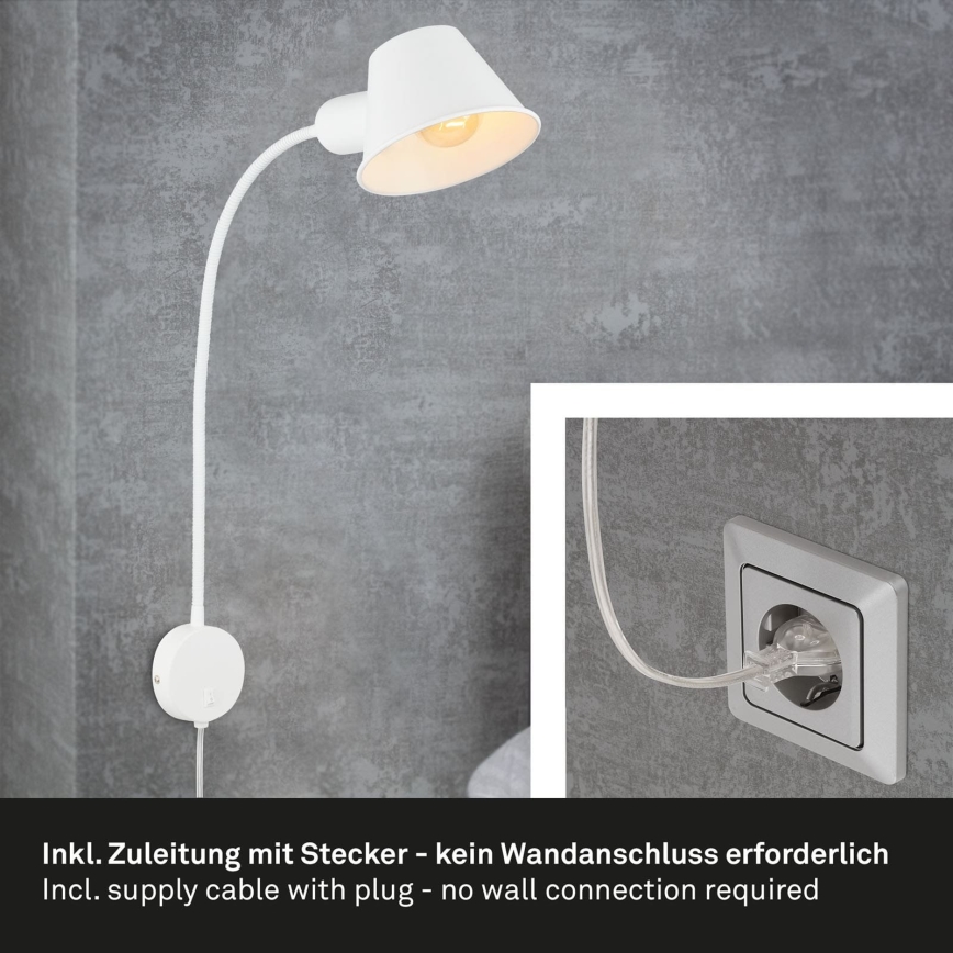 Briloner 2089-016 - Flexibilná nástenná lampa BRELLO 1xE27/10W/230V biela