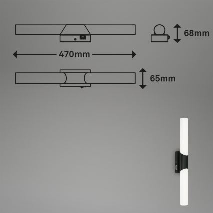 Briloner 2111-115 - LED kúpeľňové osvetlenie zrkadla LED/11W/230V IP44 47 cm čierna