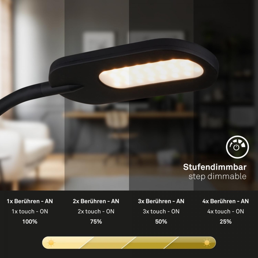Briloner 2177015 - LED Stmievateľná flexibilná nástenná lampa LED/6W/230V čierna
