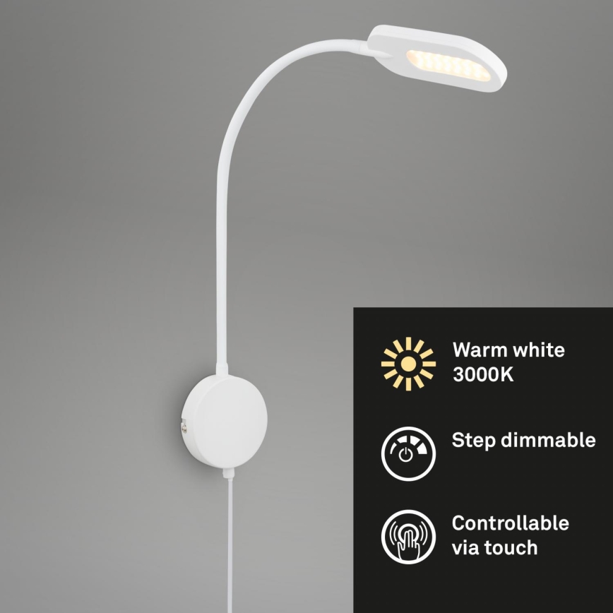 Briloner 2177016 - LED Stmievateľná flexibilná nástenná lampa LED/6W/230V biela