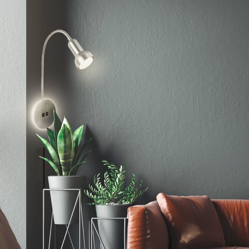 Briloner 2178012 - LED Nástenná flexibilná lampa 1xE14/10W/230V + LED/3W matný chróm