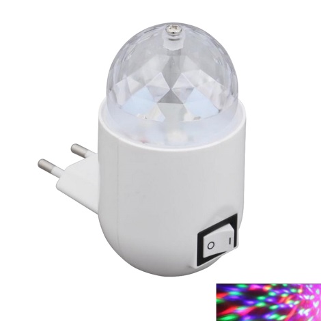 Briloner 2668-016 - LED RGB lampa do zásuvky s vypínačom NIGHT 1xLED/3W/230V