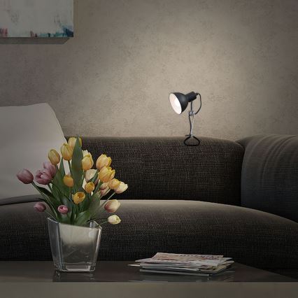 Briloner 2790-015 - Lampa s klipom FIX 1xE14/8W/230V čierna/lesklý chróm
