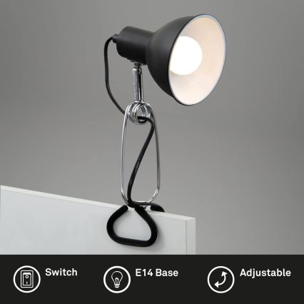 Briloner 2790-015 - Lampa s klipom FIX 1xE14/8W/230V čierna/lesklý chróm