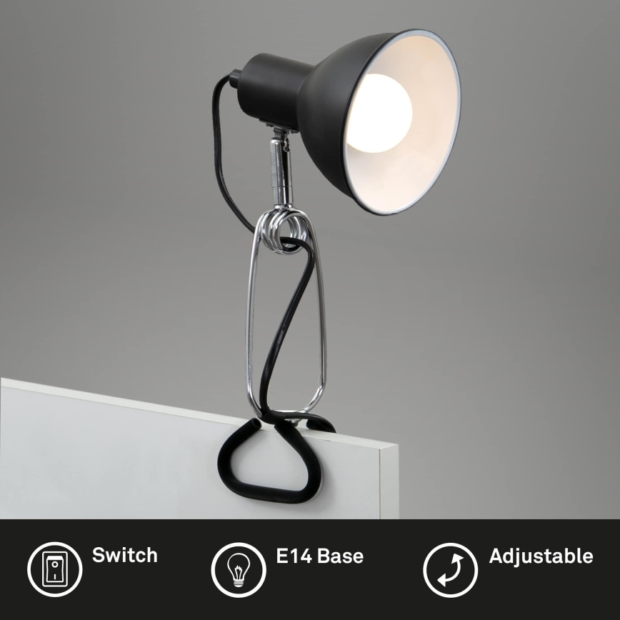 Briloner 2790-015 - Lampa s klipom FIX 1xE14/8W/230V čierna/lesklý chróm