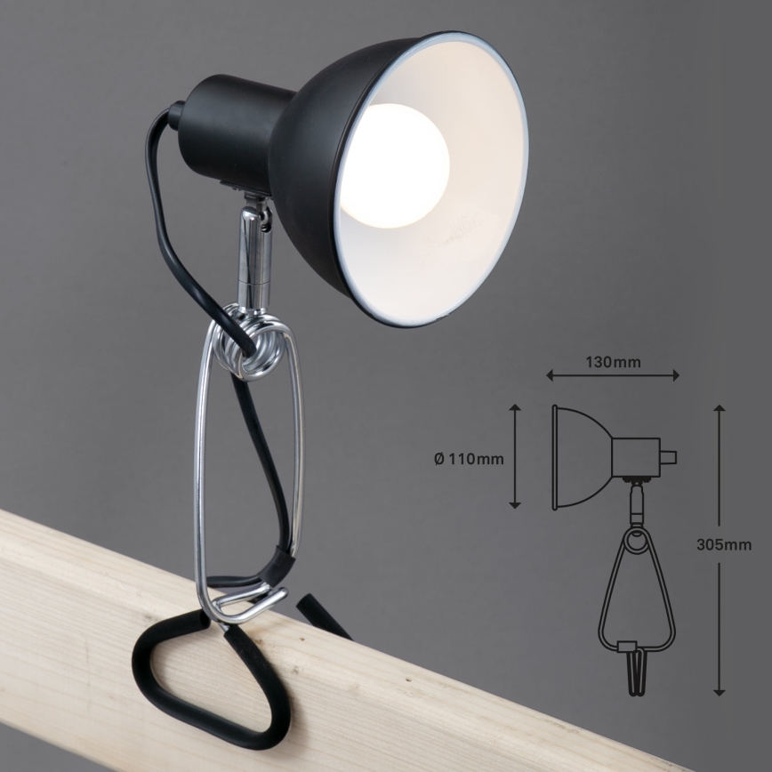 Briloner 2790-015 - Lampa s klipom FIX 1xE14/8W/230V čierna/lesklý chróm