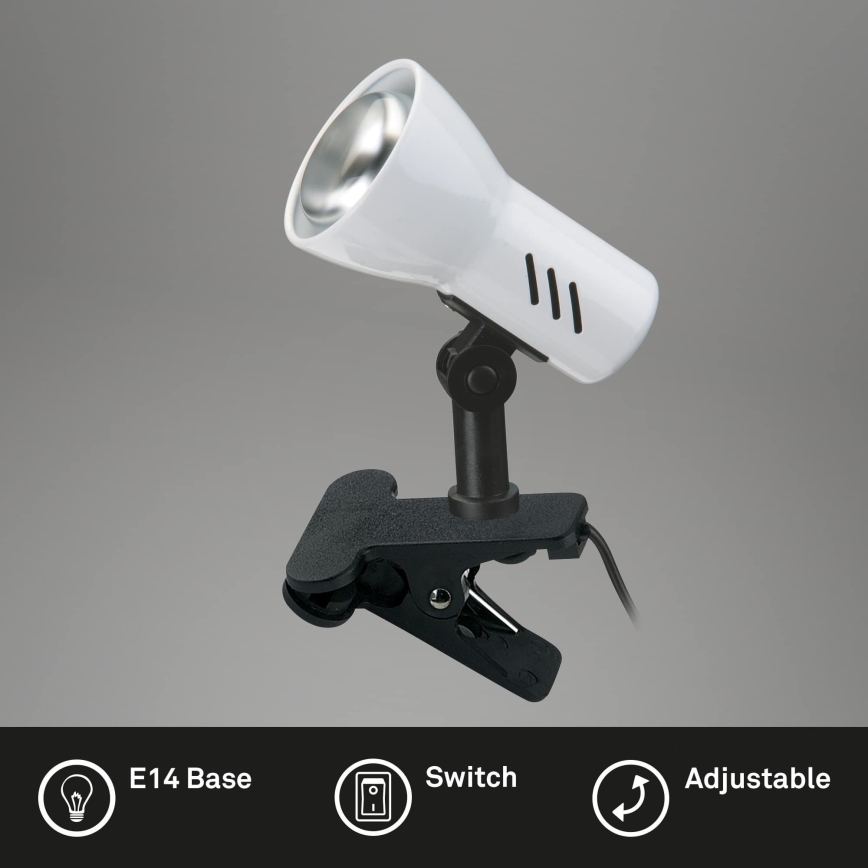 Briloner 2794/016P - Svietidlo s klipom 1xE14/40W/230V čierna/biela