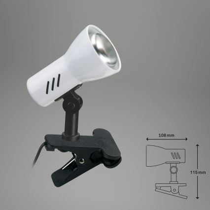 Briloner 2794/016P - Svietidlo s klipom 1xE14/40W/230V čierna/biela