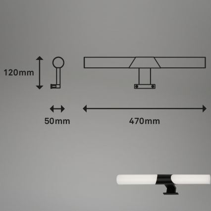 Briloner 3113-115 - LED Kúpeľňové osvetlenie zrkadla LED/12W/230V IP44 47 cm čierna