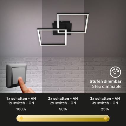 Briloner 3210-015 - LED Stmievateľné stropné svietidlo FRAME 2xLED/11W/230V čierna