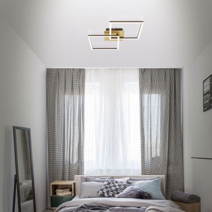 Briloner 3210-017 - LED Stmievateľné stropné svietidlo FRAME 2xLED/11W/230V zlatá