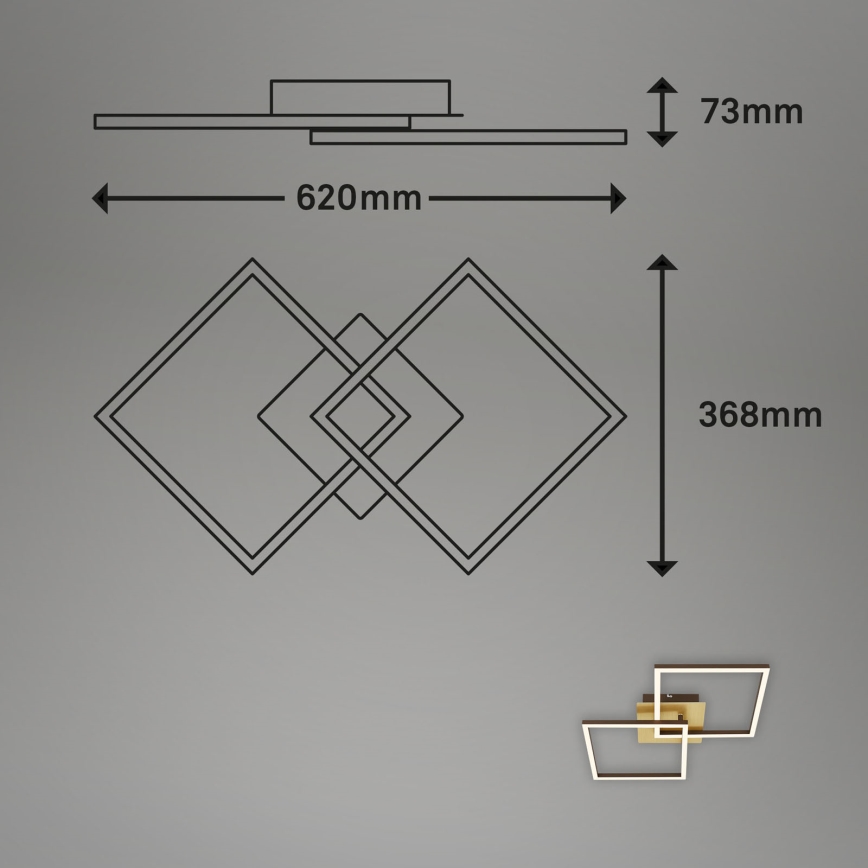 Briloner 3210-017 - LED Stmievateľné stropné svietidlo FRAME 2xLED/11W/230V zlatá