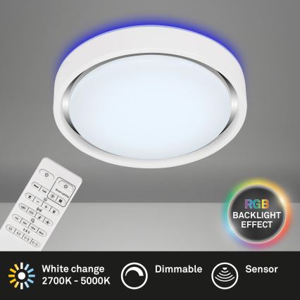 Briloner 3227-016 - LED RGB Stmievateľné svietidlo so senzorom TALENA LED/24W/230V biela + diaľkové ovládanie