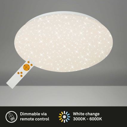 Briloner 3373-016 - LED stmievateľné stropné svietidlo STARRY LED/15W/230V 3000–6500K Ø 28 cm biele + diaľkové ovládanie