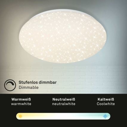 Briloner 3373-016 - LED stmievateľné stropné svietidlo STARRY LED/15W/230V 3000–6500K Ø 28 cm biele + diaľkové ovládanie