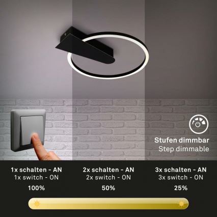 Briloner 3542-015 - LED Stmievateľné stropné svietidlo NICO LED/12W/230V čierna
