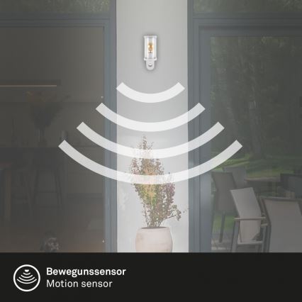 Briloner 3628-016 - Vonkajšie nástenné svietidlo so senzorom KAIRO 1xE27/12W/230V IP44 biela