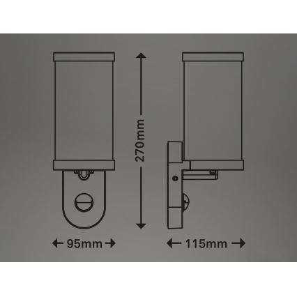 Briloner 3628-016 - Vonkajšie nástenné svietidlo so senzorom KAIRO 1xE27/12W/230V IP44 biela